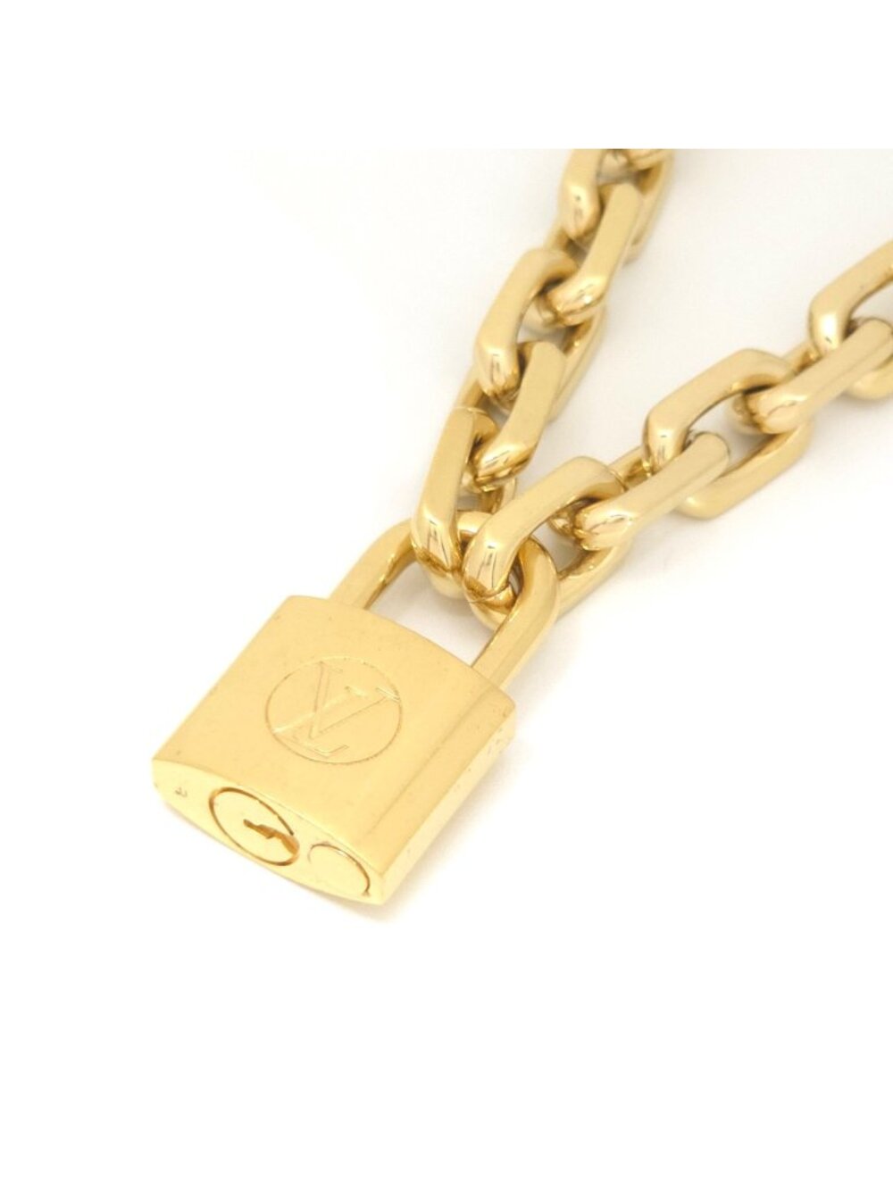 Louis Vuitton Collier LV Edge Cadena Necklace 45.5 Gold Color Metal Padlock